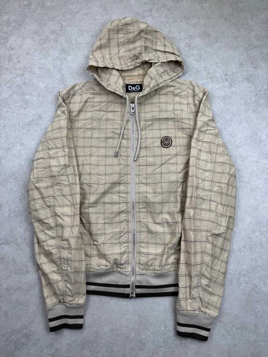 Dolce & Gabbana Beige Cotton Checked Patch Light Jacket qdROcXFz 0