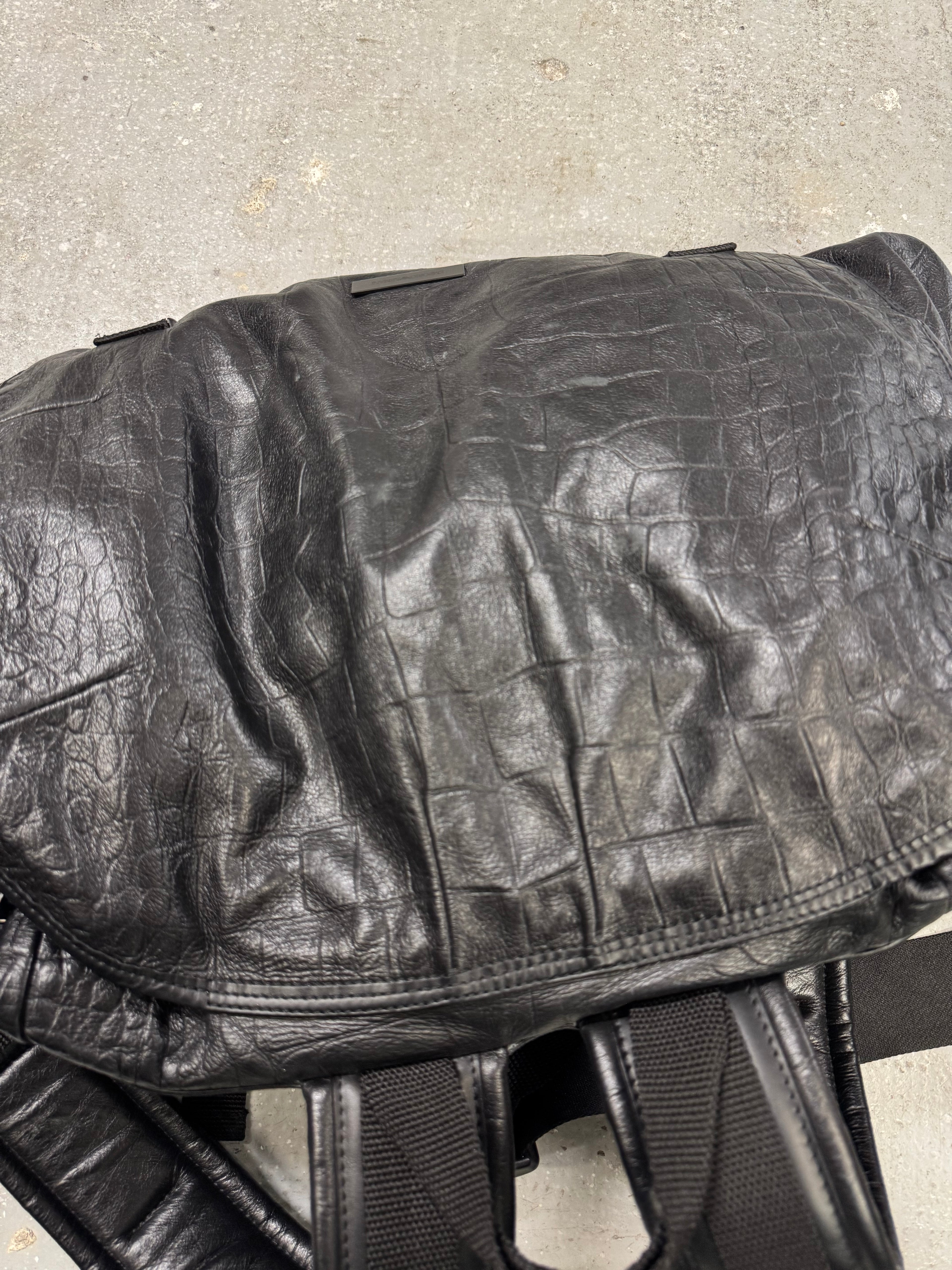 AW2016 Emporio Armani XXL Black Bovine Leather Backpack (OS)