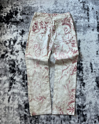 FW1998 Roberto Cavalli Mozaic Red Eroded Pants (XS/S)