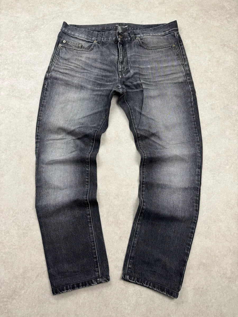 Saint Laurent Grey Faded Denim Universite Patch Jeans jywtlWtL 2