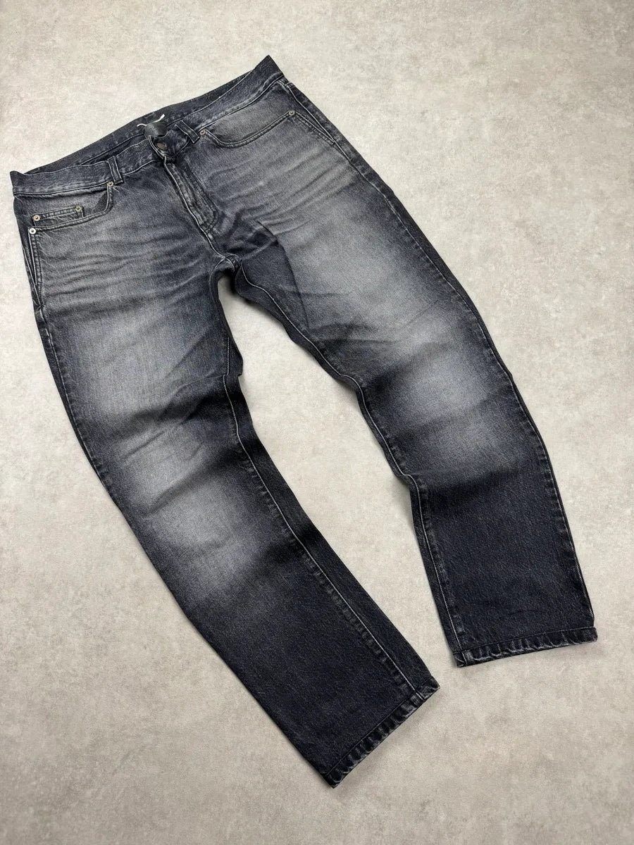 Saint Laurent Grey Faded Denim Universite Patch Jeans jywtlWtL 4