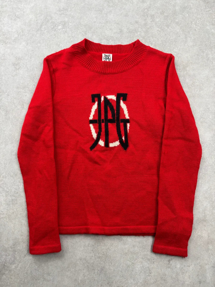 2000s Jean Paul Gaultier Red Wool Logo Sweater WEaVFIg 2