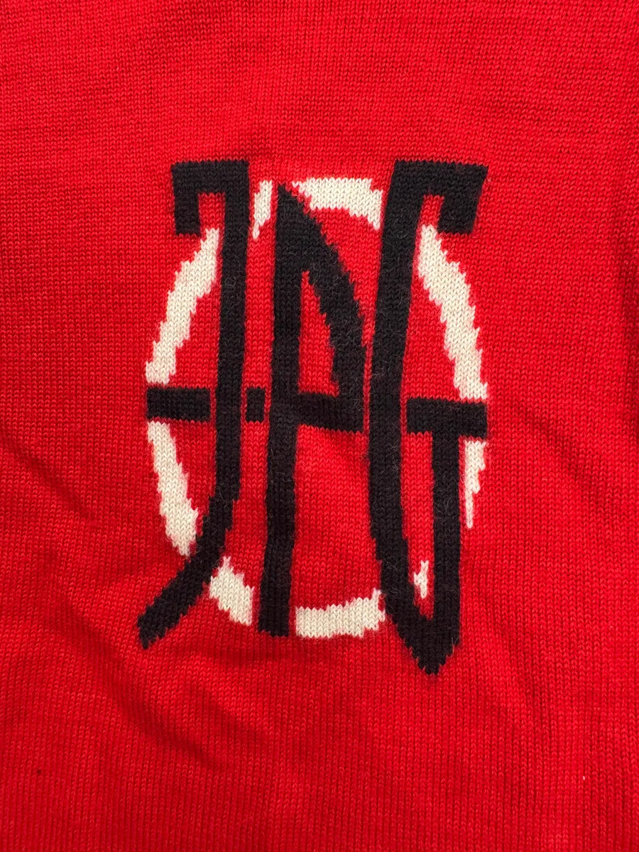 2000s Jean Paul Gaultier Red Wool Logo Sweater WEaVFIg 5