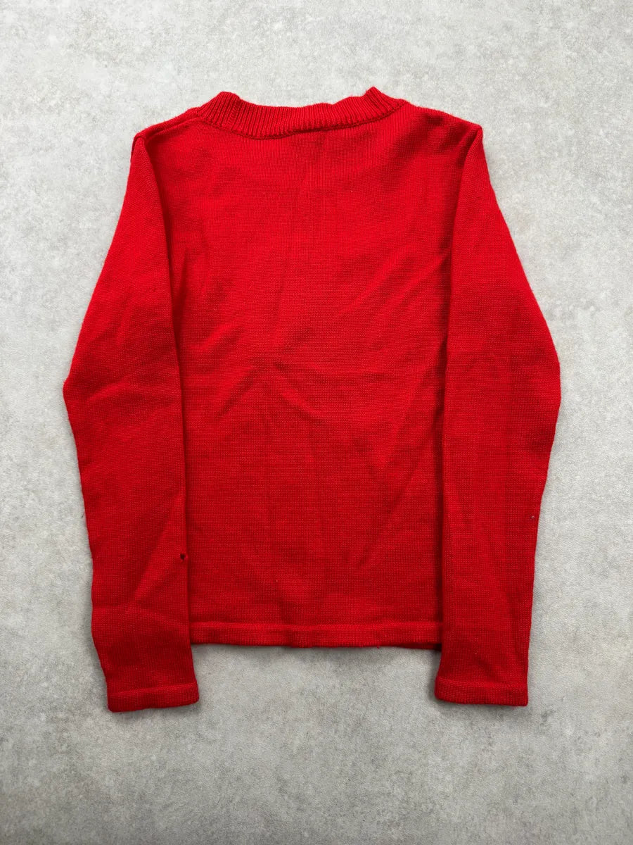 2000s Jean Paul Gaultier Red Wool Logo Sweater WEaVFIg 4