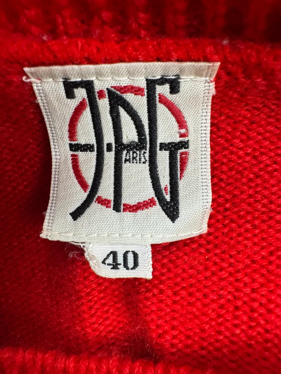 2000s Jean Paul Gaultier Red Wool Logo Sweater WEaVFIg 8