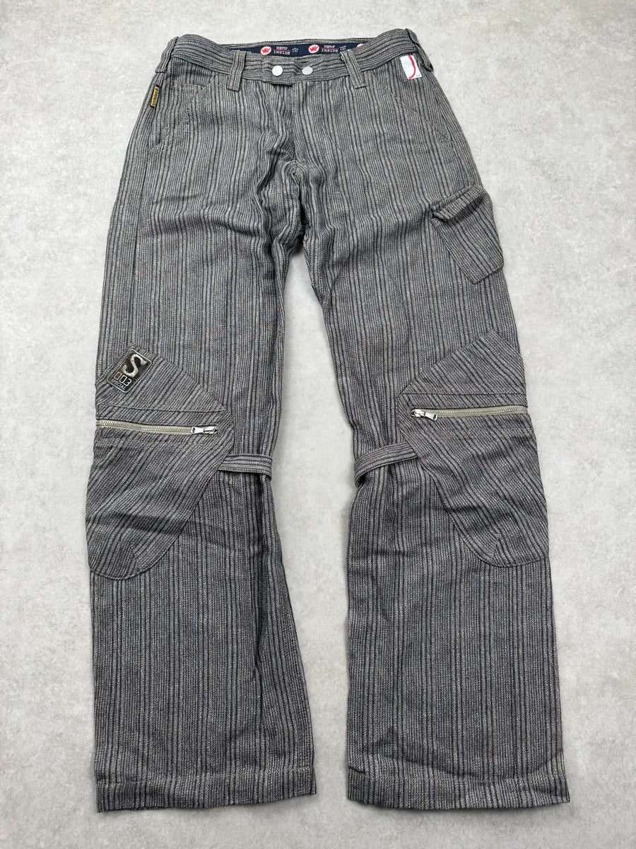 AW2005 Armani Grey Striped Multi-Pocket Bondage Pants qnTdWzjF 3