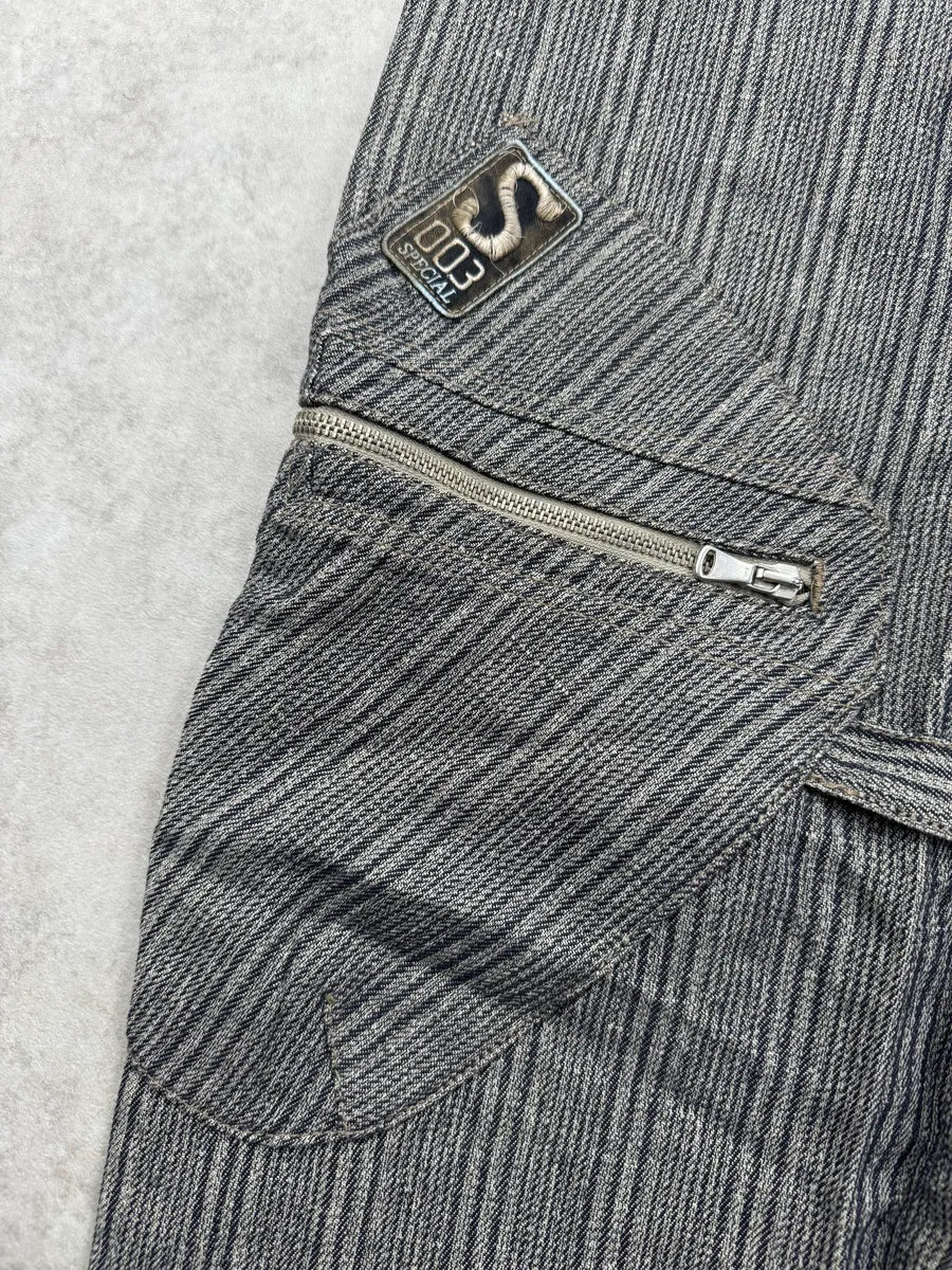 AW2005 Armani Grey Striped Multi-Pocket Bondage Pants qnTdWzjF 13