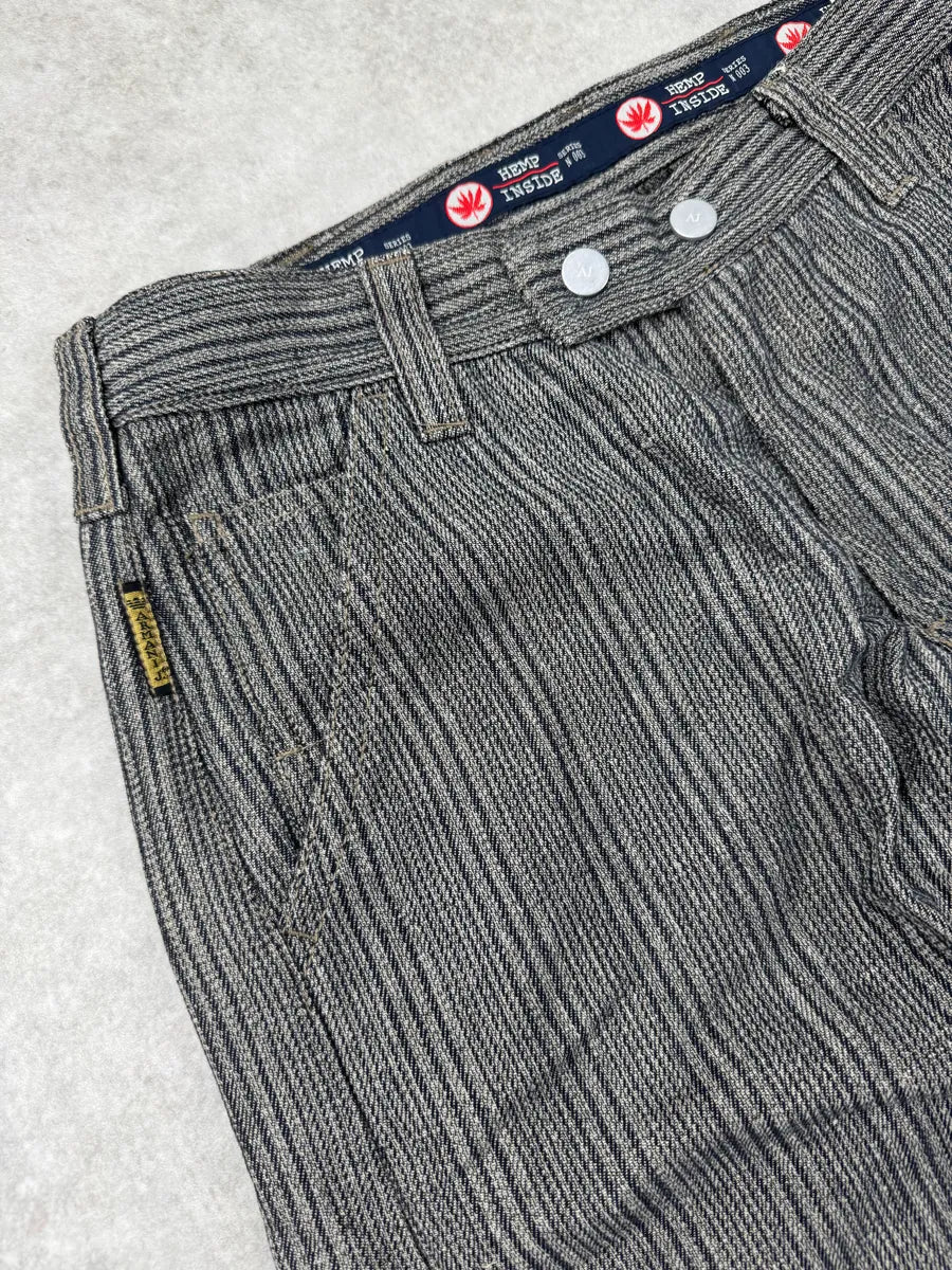 AW2005 Armani Grey Striped Multi-Pocket Bondage Pants qnTdWzjF 12