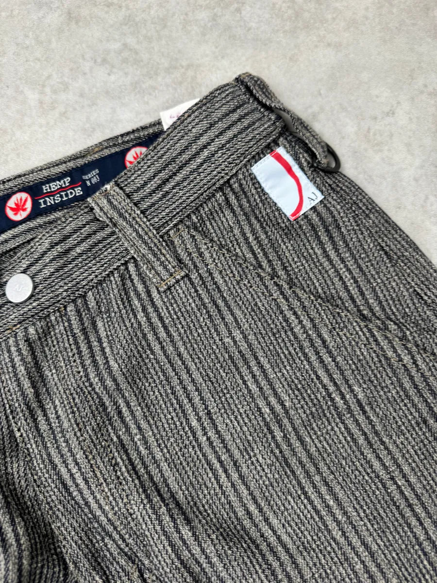 AW2005 Armani Grey Striped Multi-Pocket Bondage Pants qnTdWzjF 11