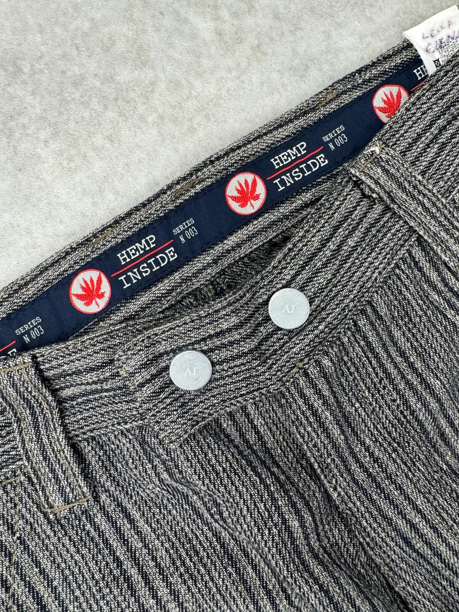 AW2005 Armani Grey Striped Multi-Pocket Bondage Pants qnTdWzjF 10