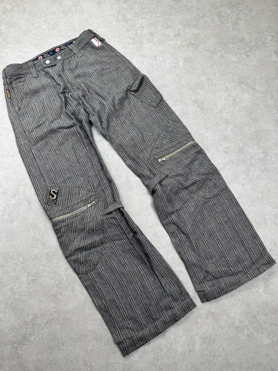AW2005 Armani Grey Striped Multi-Pocket Bondage Pants qnTdWzjF 4
