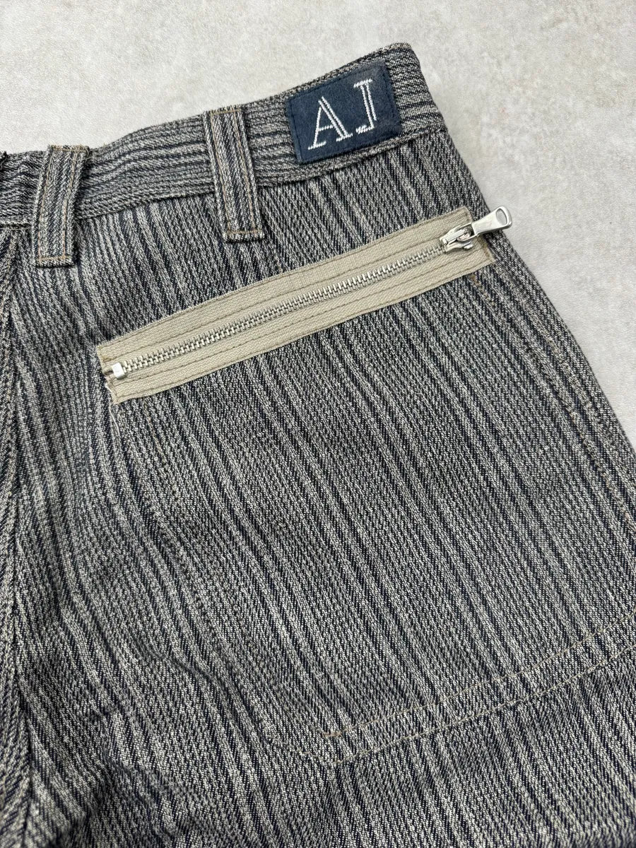 AW2005 Armani Grey Striped Multi-Pocket Bondage Pants qnTdWzjF 6