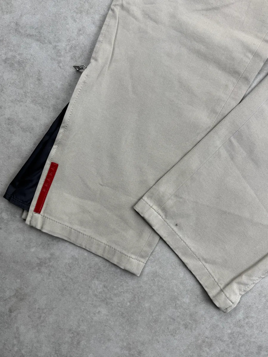 SS2000 Prada Beige Linea Rossa Ankle Zip Straight Leg Pants SCjuGzgI 6