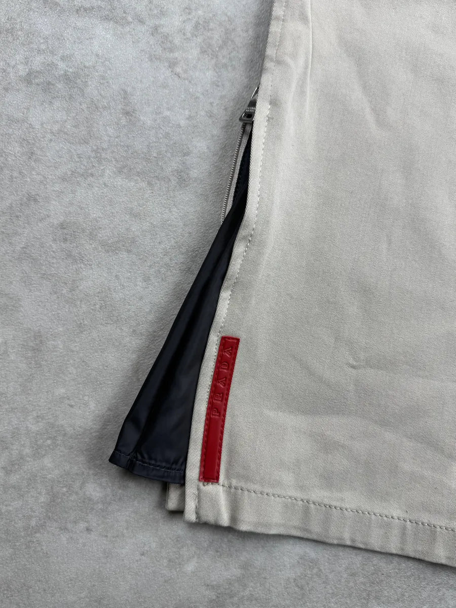SS2000 Prada Beige Linea Rossa Ankle Zip Straight Leg Pants SCjuGzgI 7