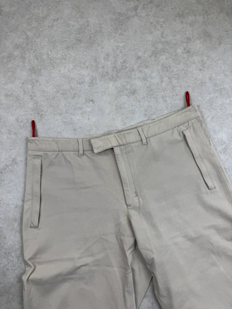 SS2000 Prada Beige Linea Rossa Ankle Zip Straight Leg Pants SCjuGzgI 8