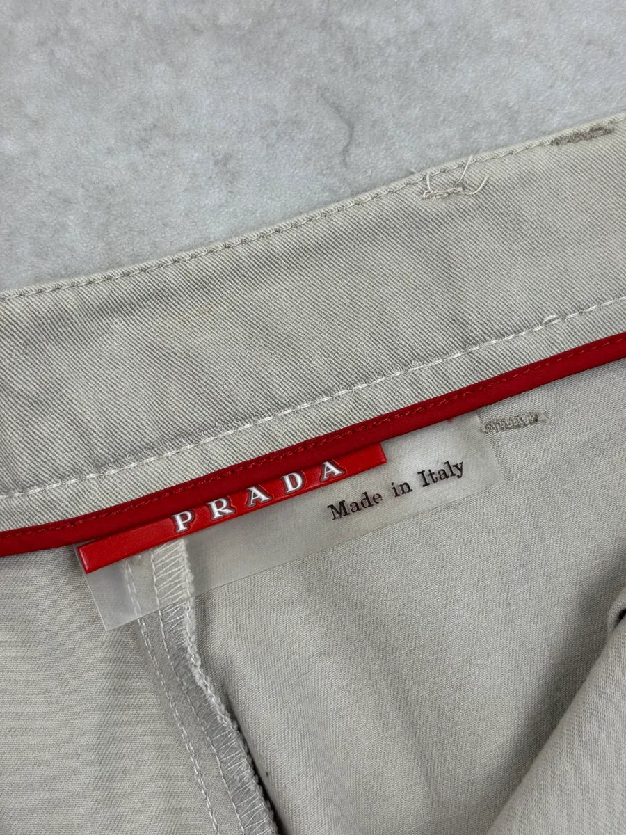 SS2000 Prada Beige Linea Rossa Ankle Zip Straight Leg Pants SCjuGzgI 12