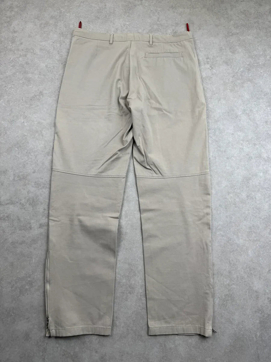 SS2000 Prada Beige Linea Rossa Ankle Zip Straight Leg Pants SCjuGzgI 5