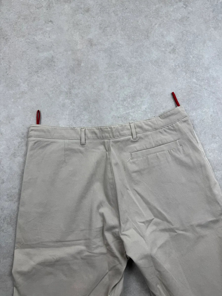 SS2000 Prada Beige Linea Rossa Ankle Zip Straight Leg Pants SCjuGzgI 11