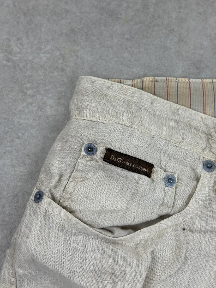 SS2004 Dolce & Gabbana Light Beige Linen Utility Cargo Pants NchTtMXY 12