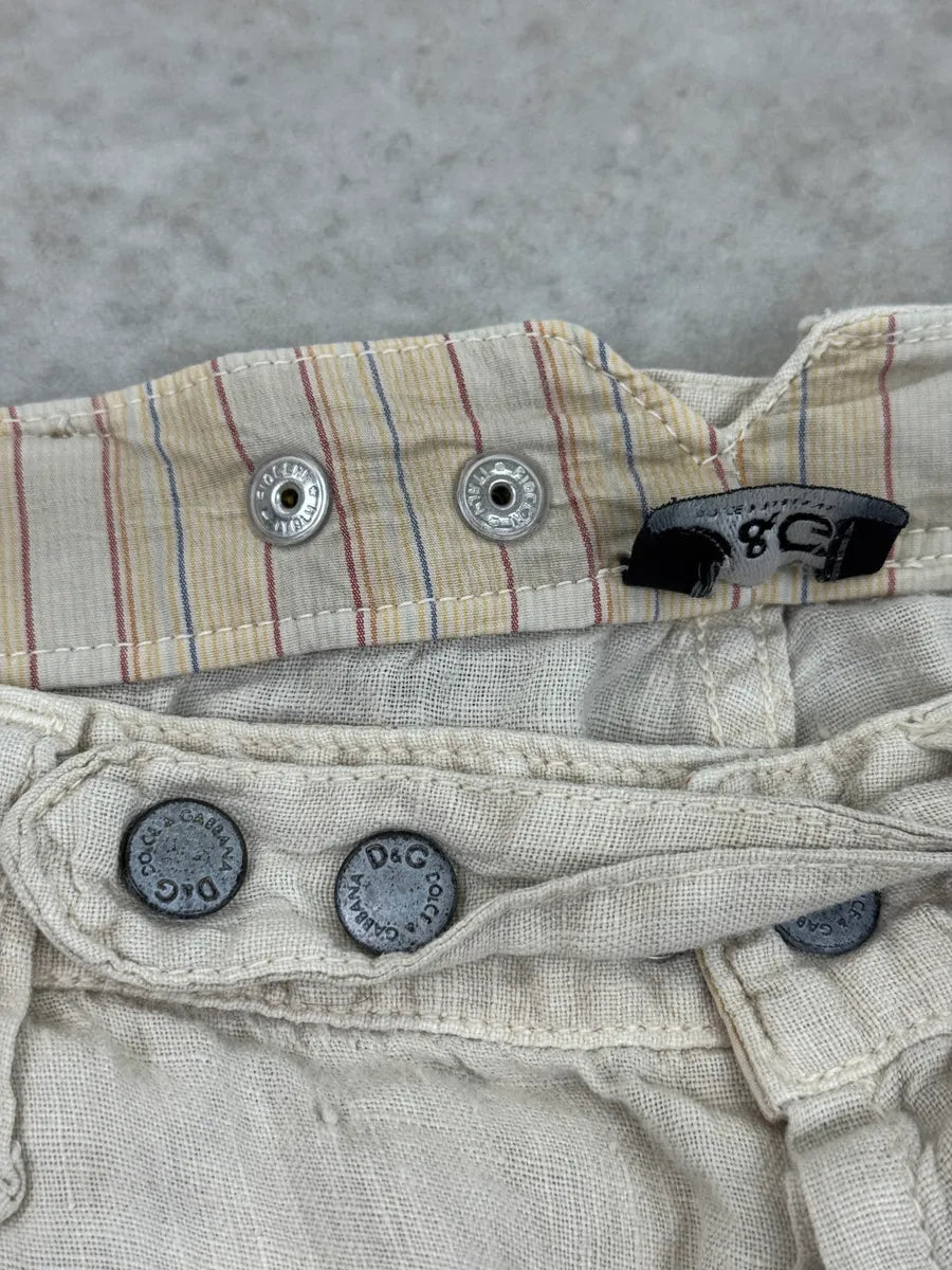 SS2004 Dolce & Gabbana Light Beige Linen Utility Cargo Pants NchTtMXY 11