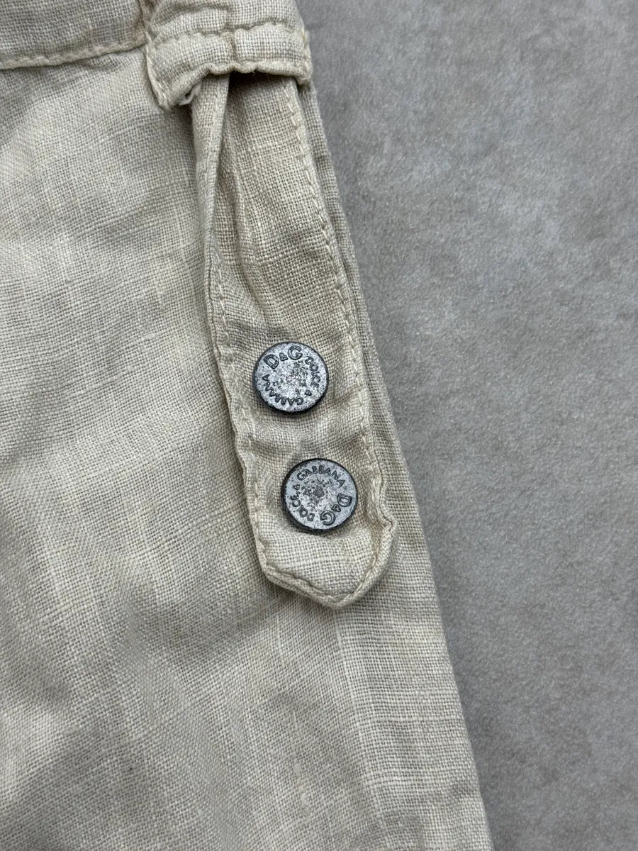 SS2004 Dolce & Gabbana Light Beige Linen Utility Cargo Pants NchTtMXY 8