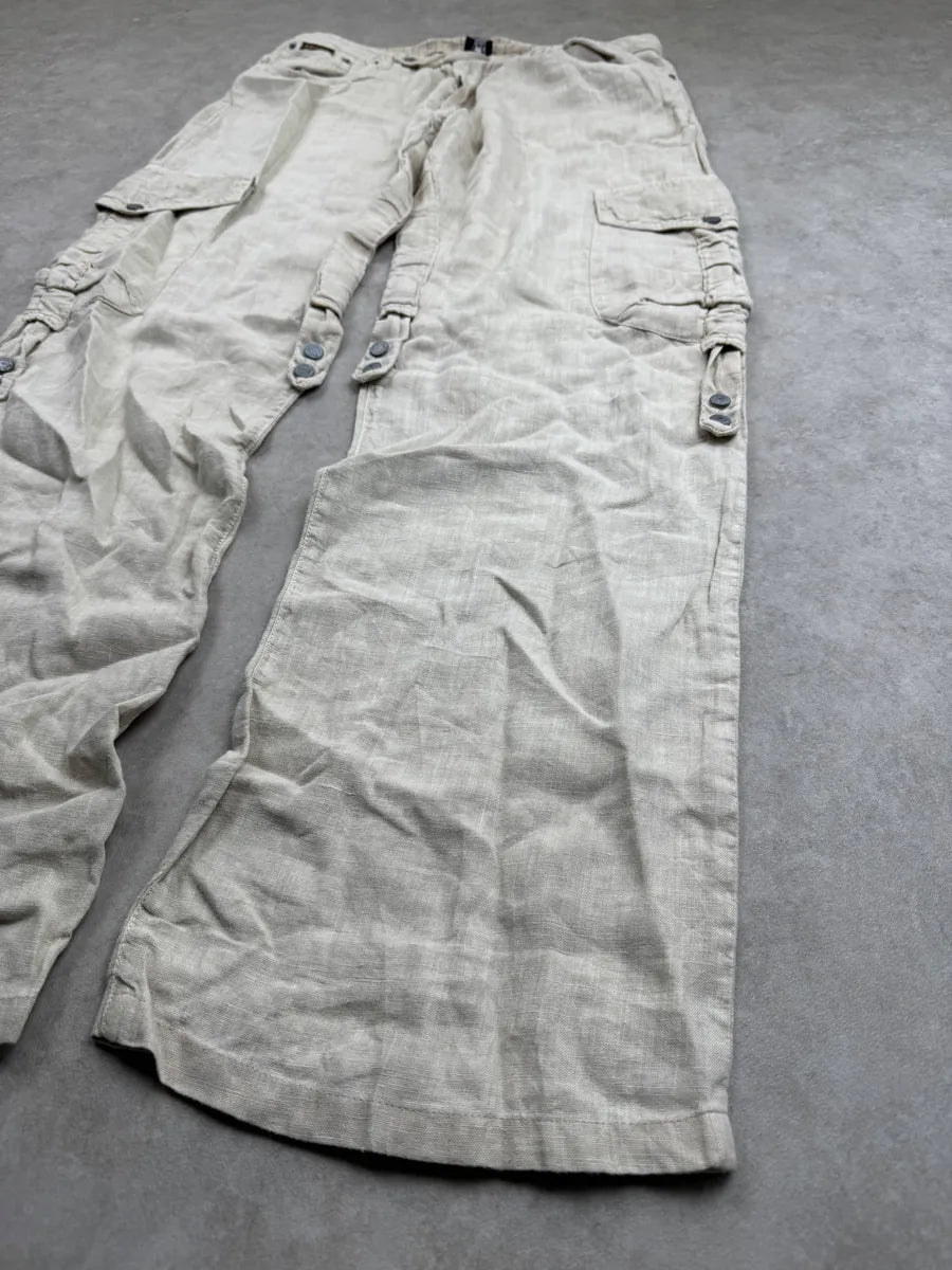 SS2004 Dolce & Gabbana Light Beige Linen Utility Cargo Pants NchTtMXY 7