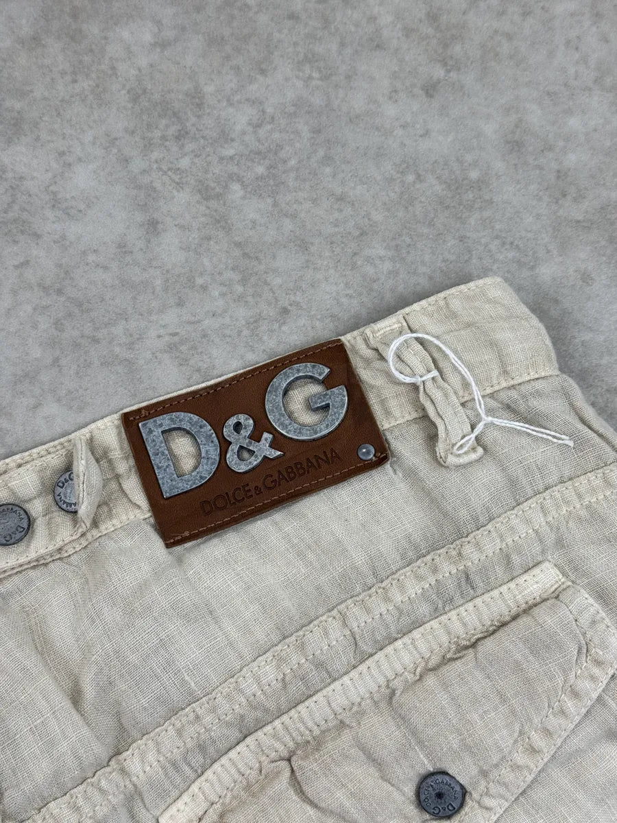 SS2004 Dolce & Gabbana Light Beige Linen Utility Cargo Pants NchTtMXY 13