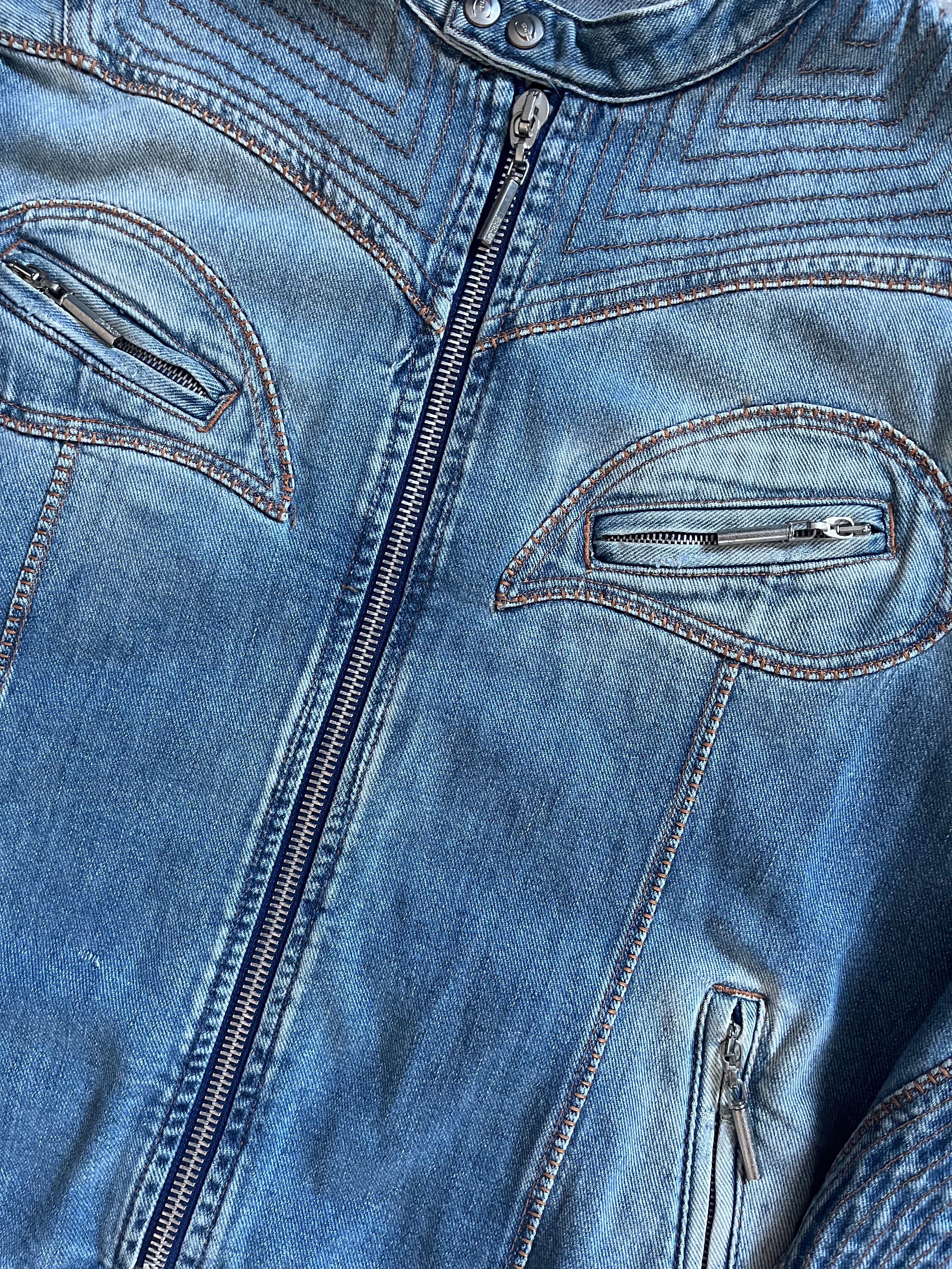 SS2004 Cavalli Sexy Biker Conceptual Denim Jacket (M)