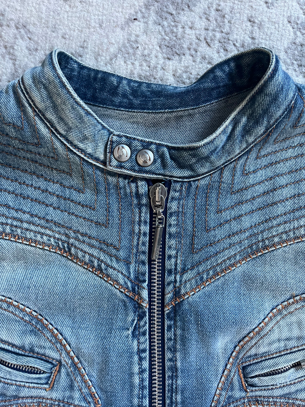 SS2004 Cavalli Sexy Biker Conceptual Denim Jacket (M)