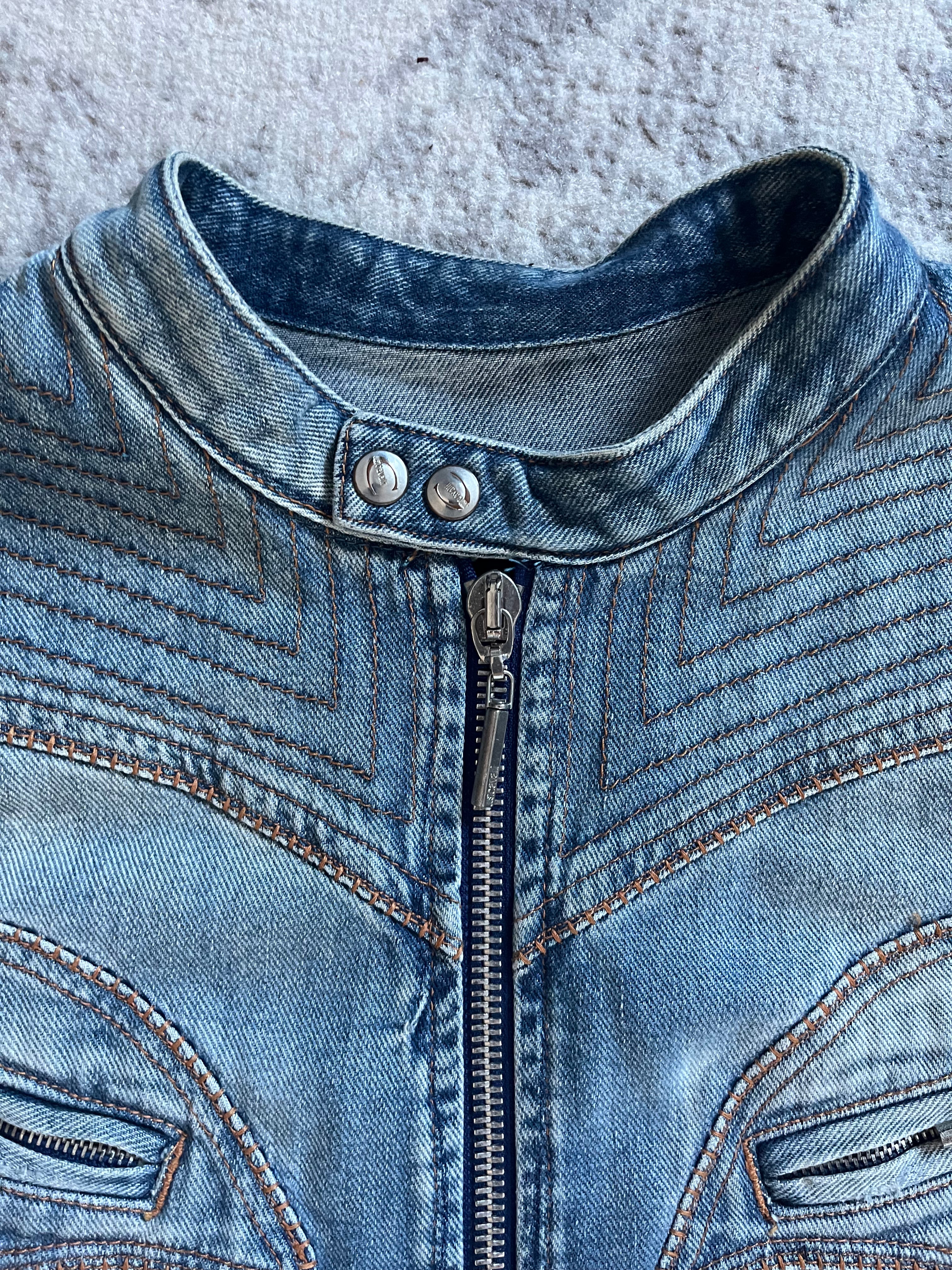 SS2004 Cavalli Sexy Biker Conceptual Denim Jacket (M)