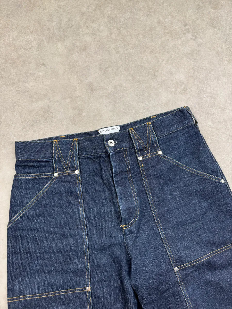 SS2021 Bottega Veneta Dark Indigo Denim Carpenter Pocket Straight Leg Jeans IiDrIcXT 7