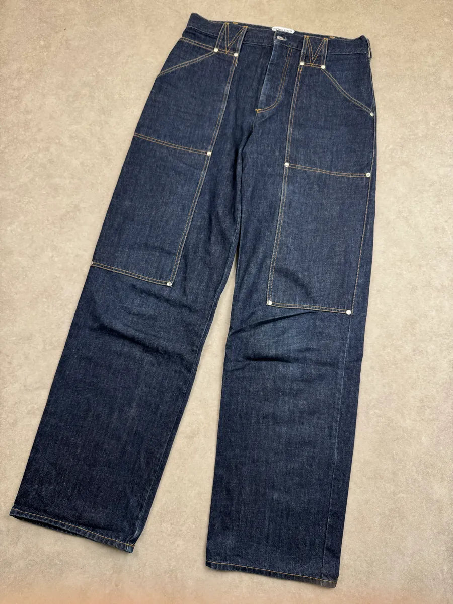 SS2021 Bottega Veneta Dark Indigo Denim Carpenter Pocket Straight Leg Jeans IiDrIcXT 4