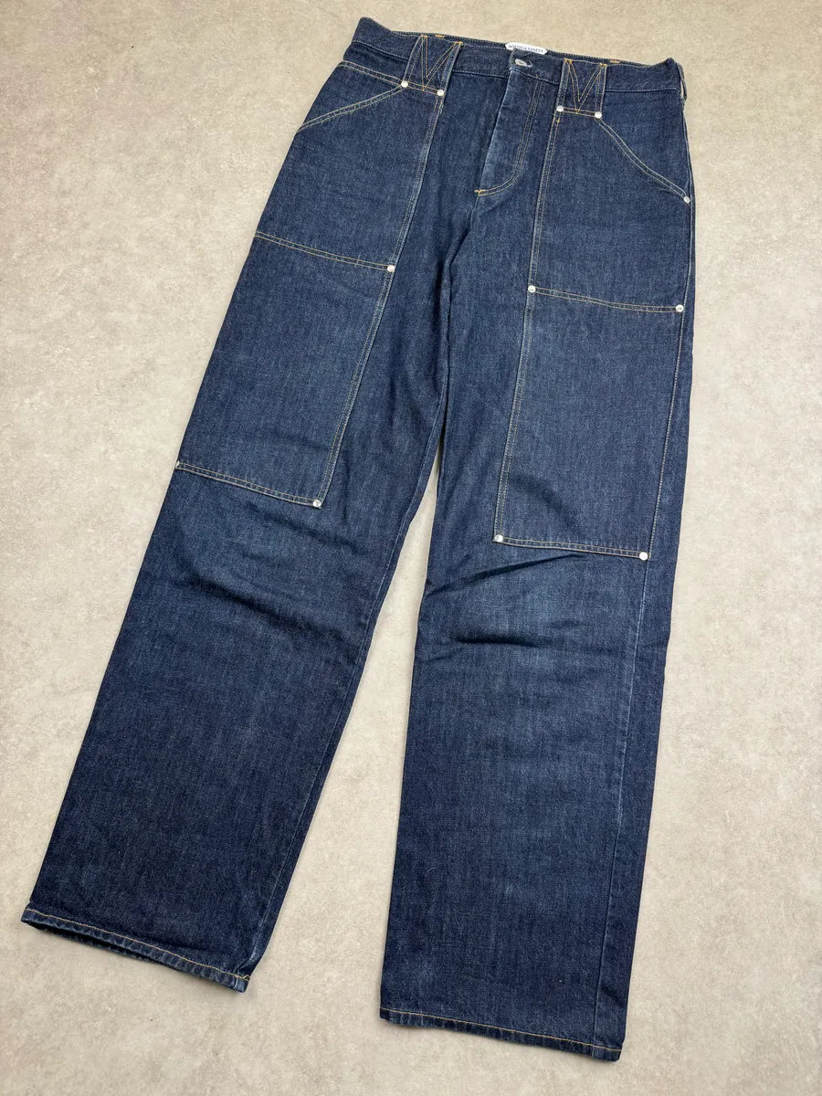 SS2021 Bottega Veneta Dark Indigo Denim Carpenter Pocket Straight Leg Jeans IiDrIcXT 5