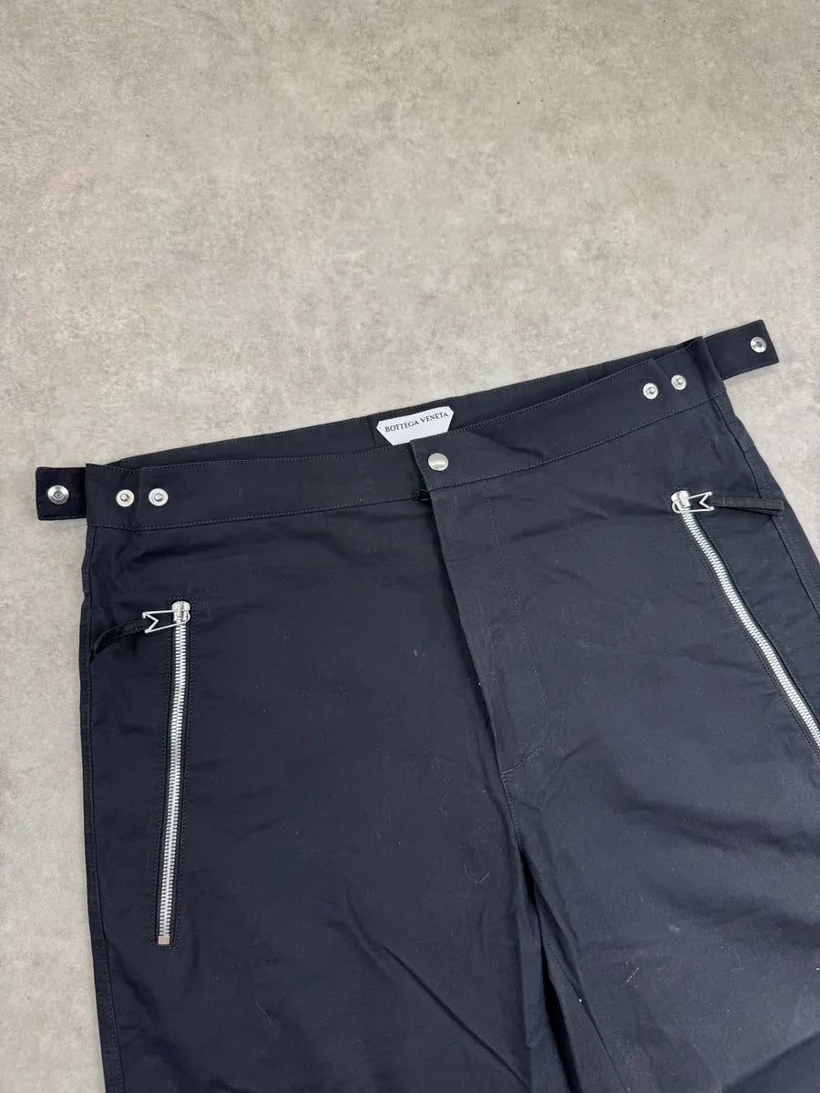 SS2021 Bottega Veneta Black Adjustable Waist Multi-Zip Straight Pants rCkIMJxH 9