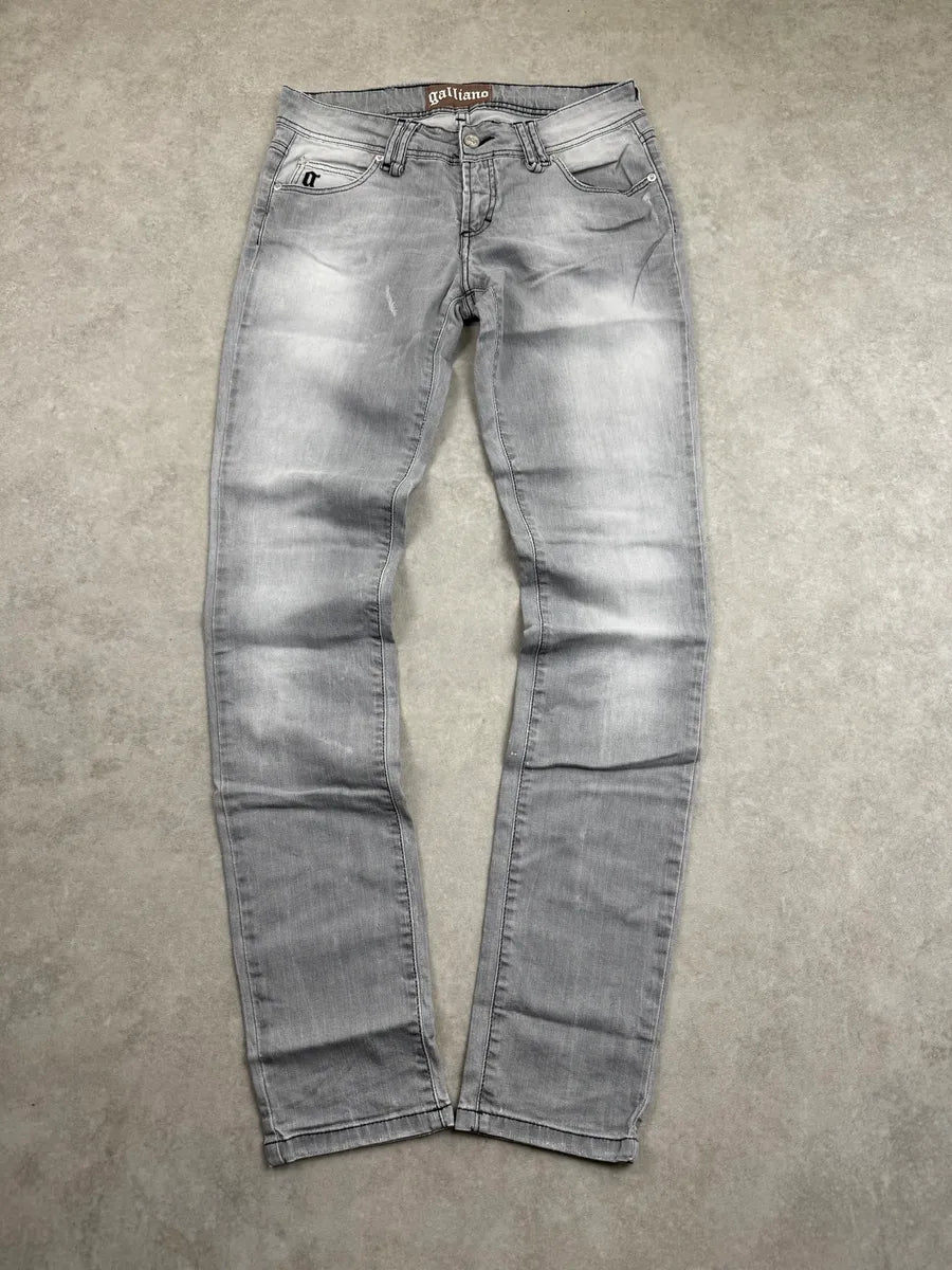 SS2012 Galliano Light Grey Denim Washed Contrast Stitch Jeans nZfLpTWc 0