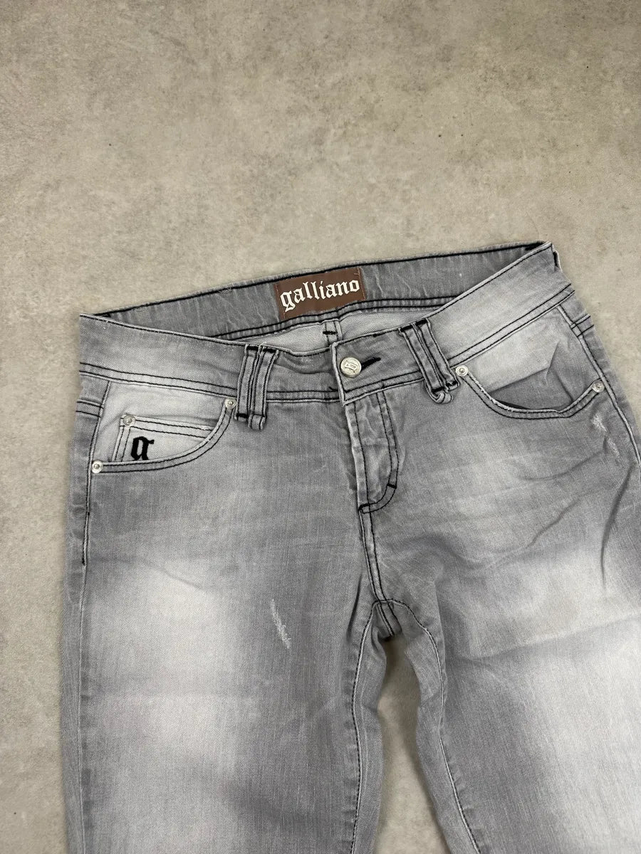 SS2012 Galliano Light Grey Denim Washed Contrast Stitch Jeans nZfLpTWc 10