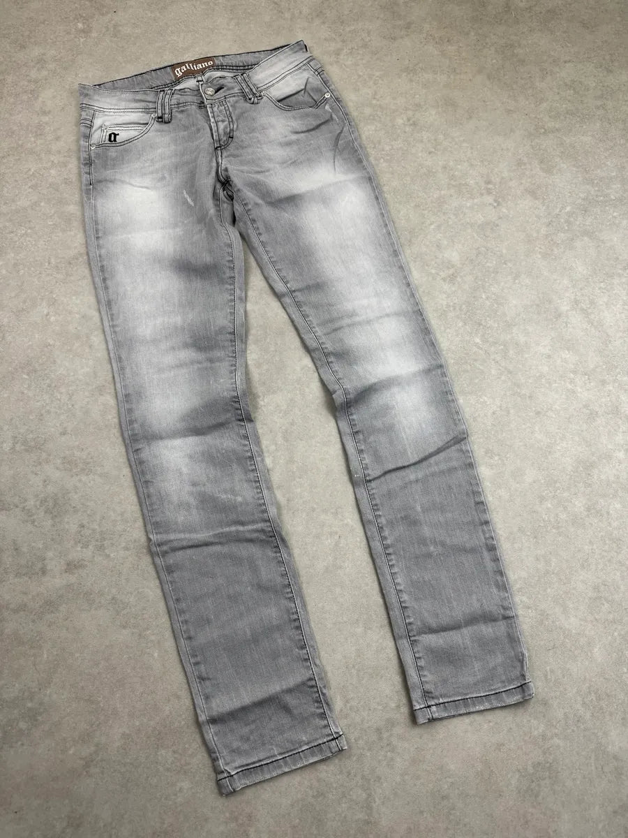SS2012 Galliano Light Grey Denim Washed Contrast Stitch Jeans nZfLpTWc 5