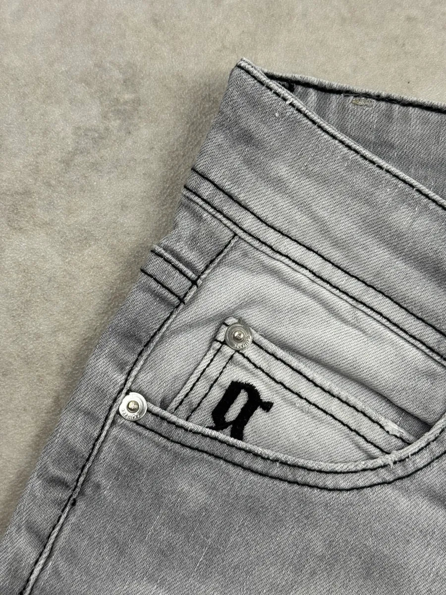 SS2012 Galliano Light Grey Denim Washed Contrast Stitch Jeans nZfLpTWc 8