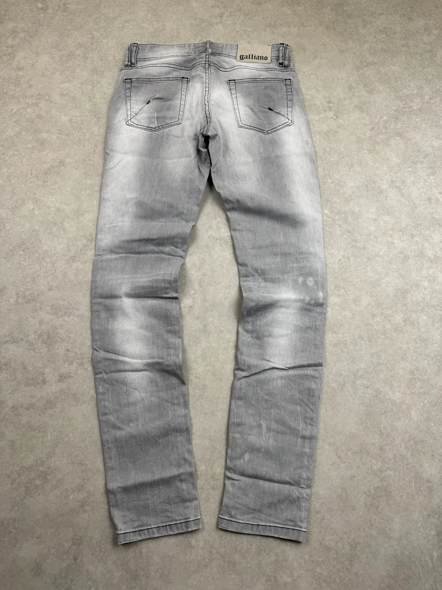 SS2012 Galliano Light Grey Denim Washed Contrast Stitch Jeans nZfLpTWc 4