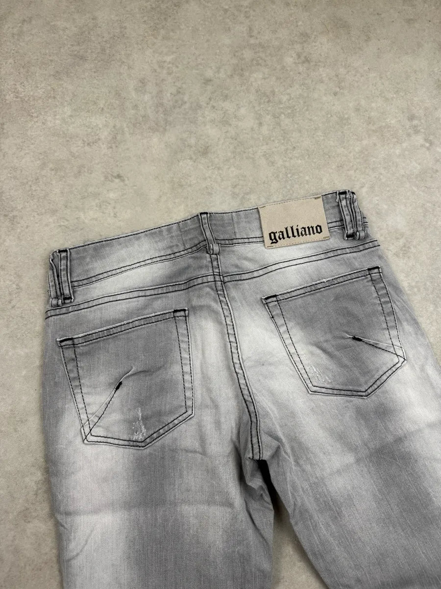 SS2012 Galliano Light Grey Denim Washed Contrast Stitch Jeans nZfLpTWc 6