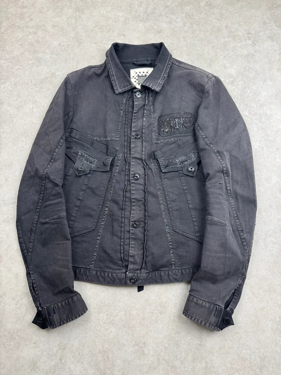 AW2007 Marithé + François Girbaud Embroidered Dark Denim Jacket DrrMZQjX 0