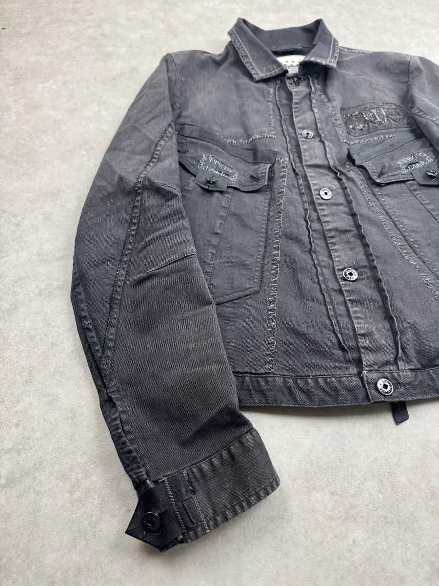 AW2007 Marithé + François Girbaud Embroidered Dark Denim Jacket DrrMZQjX 4