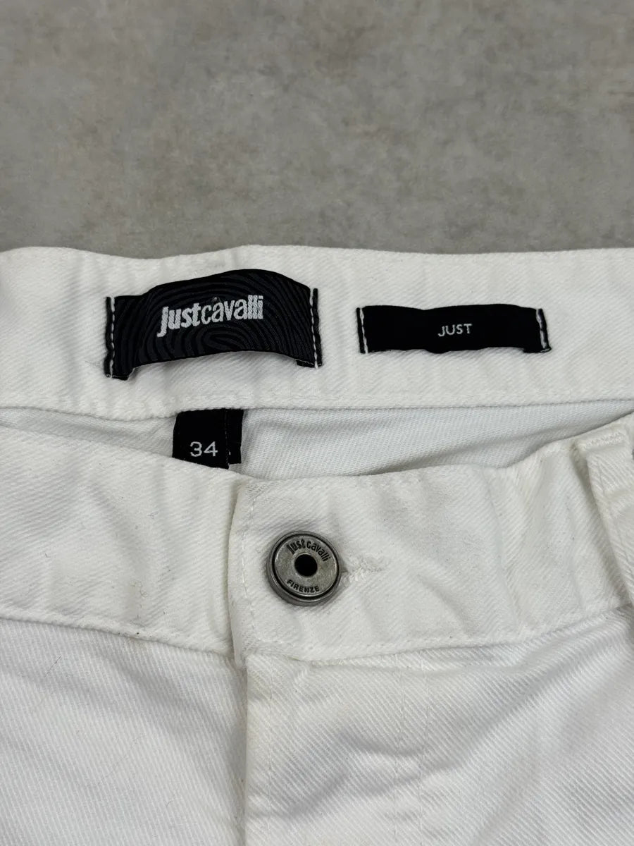 SS2019 Cavalli White Distressed Avant-Garde Denim Jeans QjMVGJUX 10