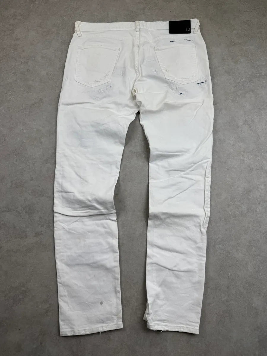 SS2019 Cavalli White Distressed Avant-Garde Denim Jeans QjMVGJUX 6