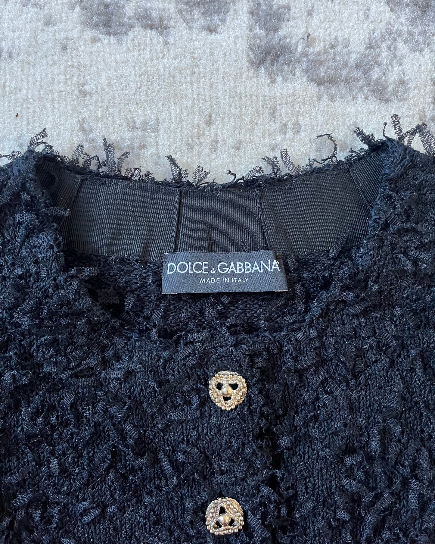 Dolce &amp; Gabbana 浮雕海军蓝开衫 (XS)