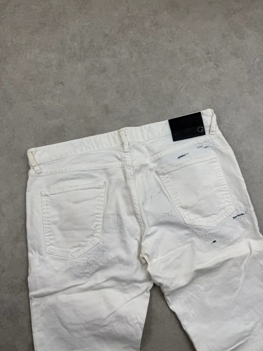 SS2019 Cavalli White Distressed Avant-Garde Denim Jeans QjMVGJUX 7