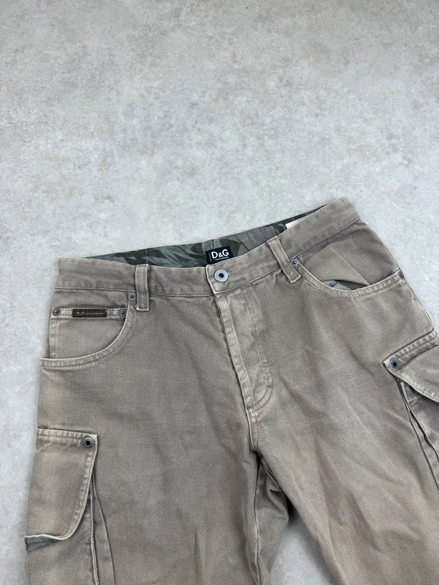 AW2003 Dolce & Gabbana Taupe Zip-Off Knee Cargo Pants hvWbuzLy 7