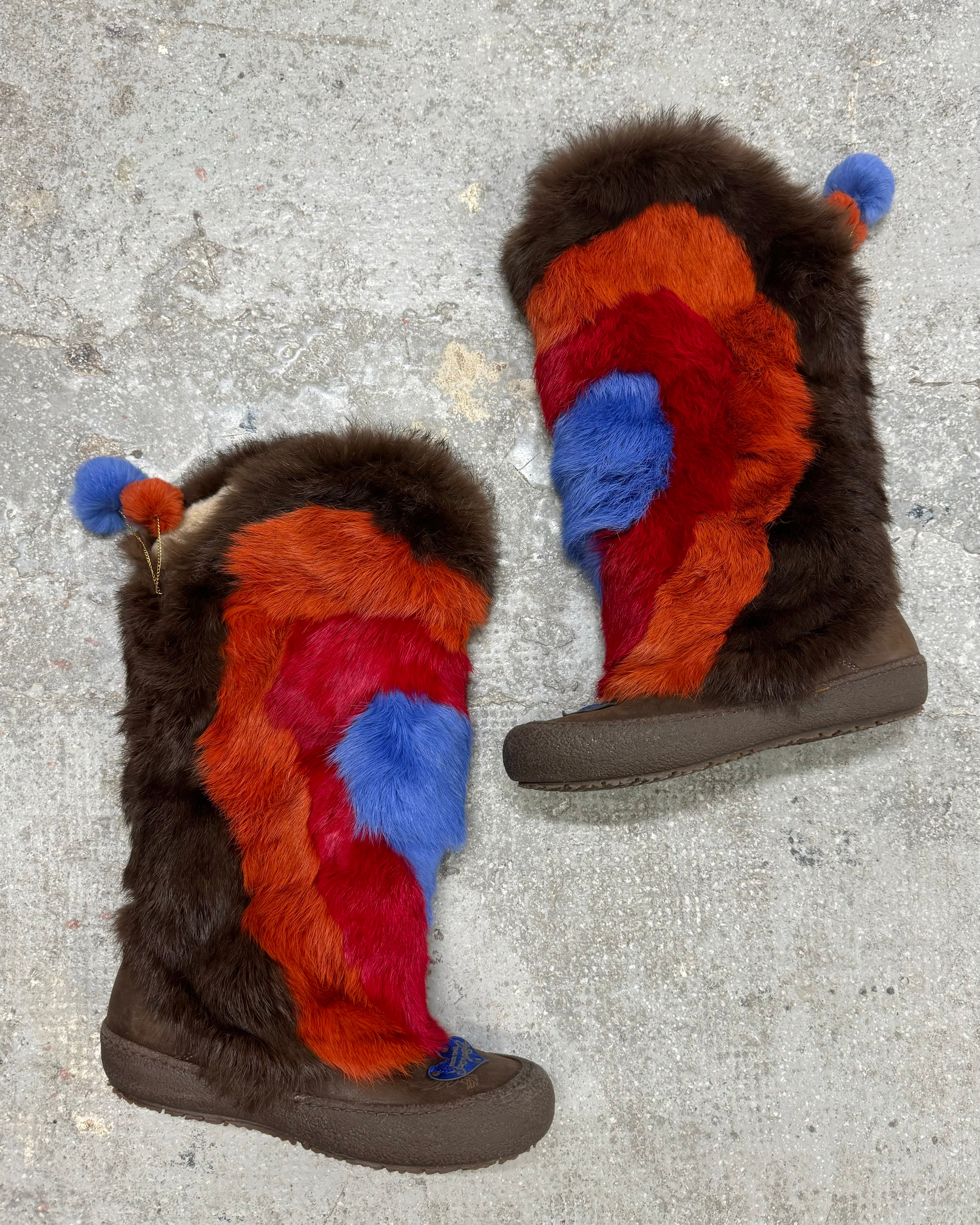 2000s Roberto Cavalli Fur High Wrestling Boots  (38eu/us5.5)