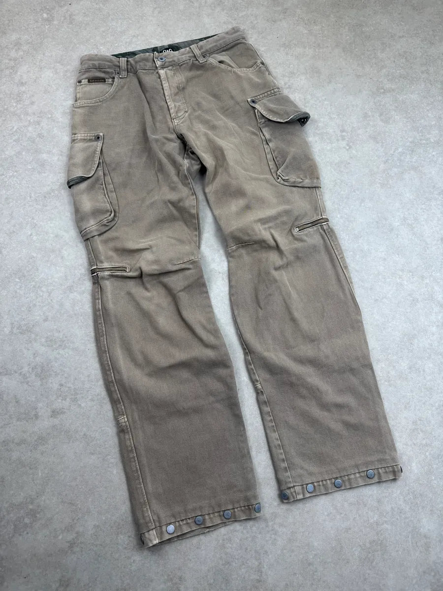 AW2003 Dolce & Gabbana Taupe Zip-Off Knee Cargo Pants hvWbuzLy 5