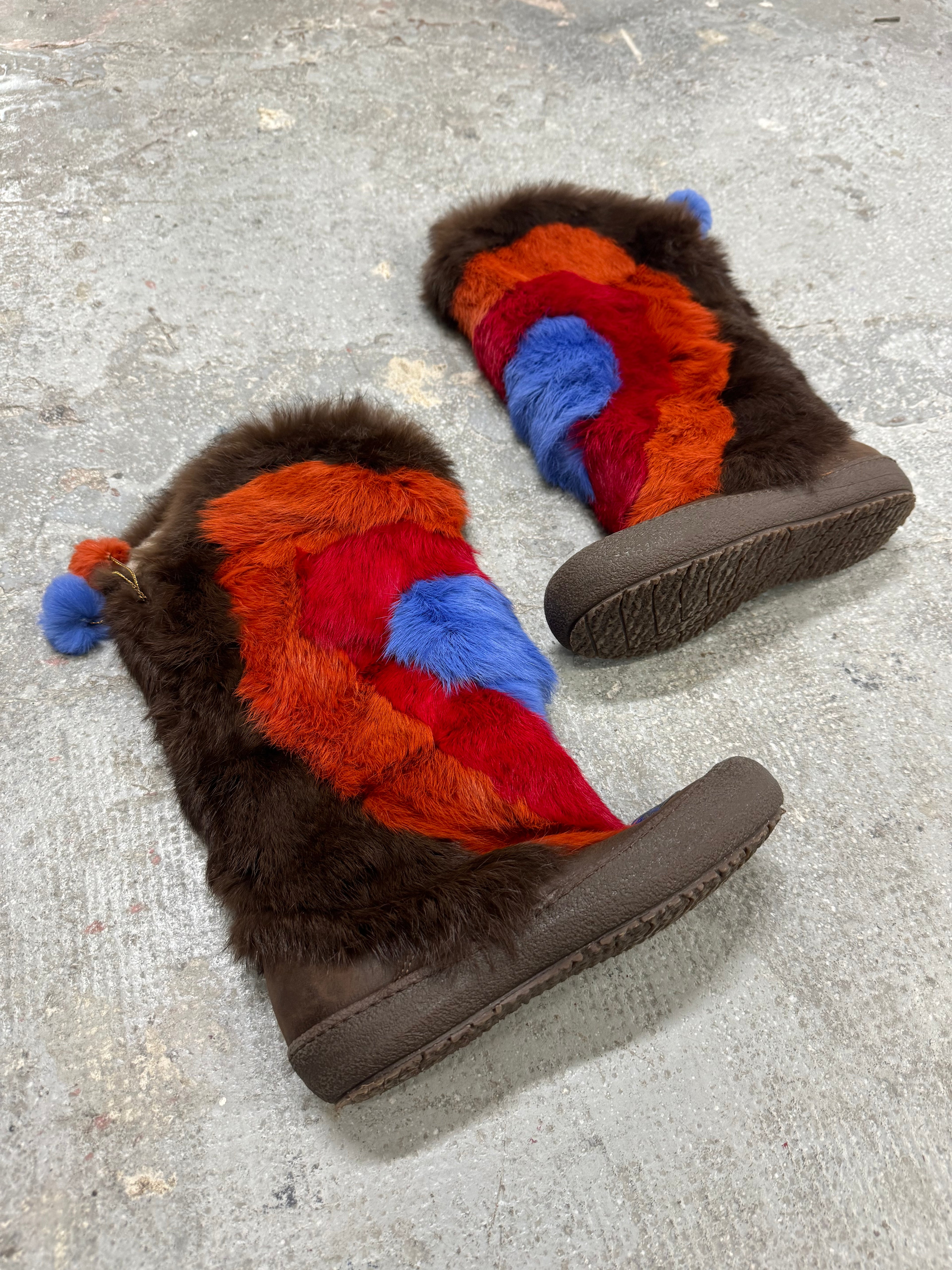 2000s Roberto Cavalli Fur High Wrestling Boots  (38eu/us5.5)